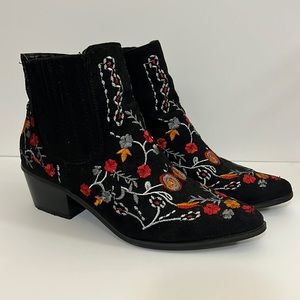Floral Embroidered Ankle Boots